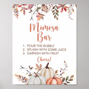 Fall Mimosa Bar Shower Sign Fall Pumpkins Poster
