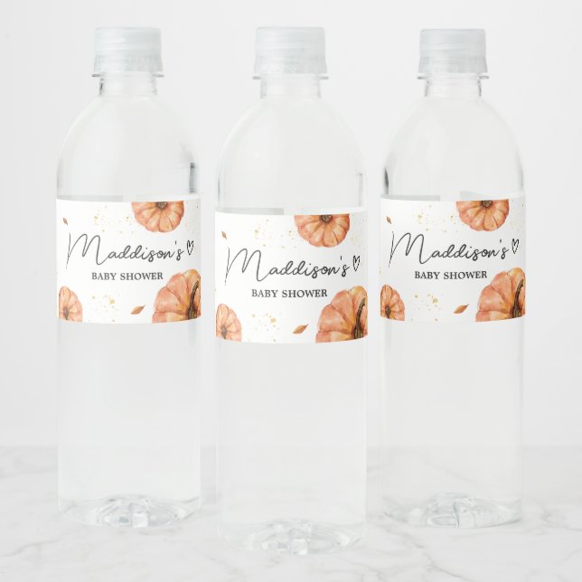 Fall Minimalistische Pumpkin Baby Dusche Flasche E Wasserflaschenetikett (Flaschen)