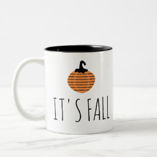 Fall Modern Striped Pumpkin Halloween Zweifarbige Tasse