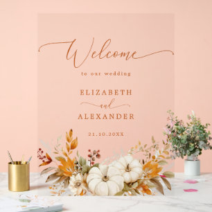 Fall Modern Wedding Burnt orange Willkommen Acrylschild