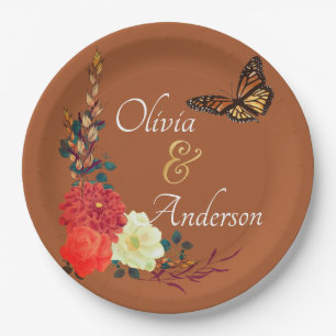 Fall Monarch Butterfly Hochzeitsfeier Pappteller