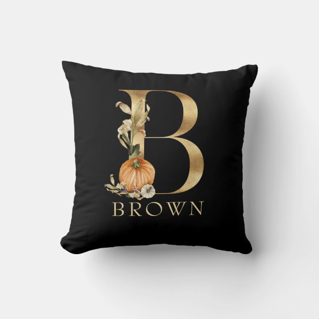 Fall Monogram B mit Pumpkin-Kissen Kissen (Vorderseite)