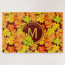 Fall Monogramm Ahorn Blätter Herbstblatt Muster Puzzle