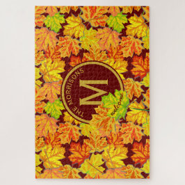 Fall Monogramm Ahorn Blätter Herbstblatt Muster Puzzle