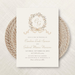 Fall Monogramm Minimalistische Hochzeit Einladung