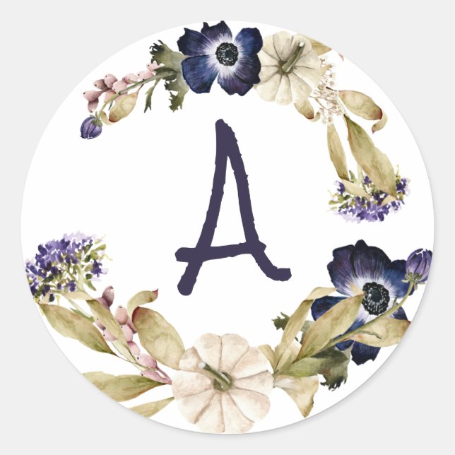 Fall-Monogramm personalisiert Runder Aufkleber (Vorderseite)