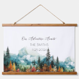 Fall Mountain Alternative Wedding Guest Book Wandteppich Mit Holzrahmen