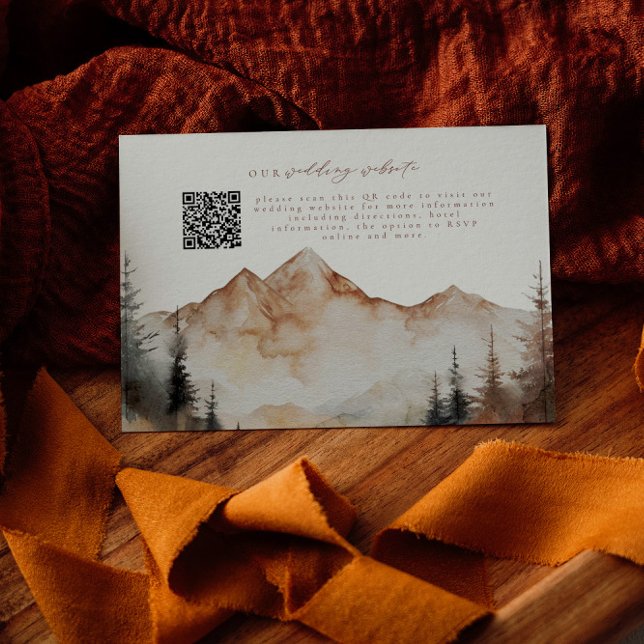 Fall Mountain QR Code Wedding Details Card Begleitkarte (Von Creator hochgeladen)