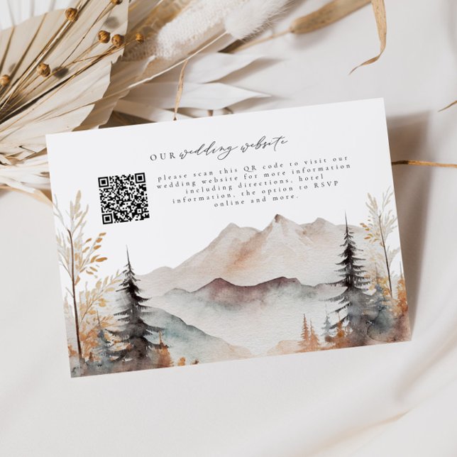 Fall Mountain QR Code Wedding Details Card Begleitkarte (Von Creator hochgeladen)