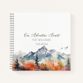 Fall Mountain Watercolor Wedding Guest Notizbuch