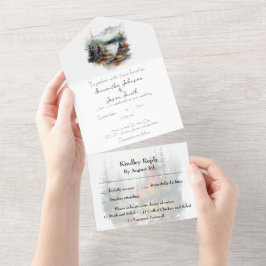Fall Mountain Wedding All In One Einladung
