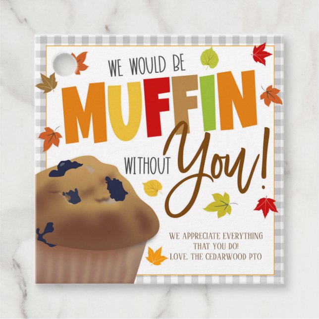 Fall Muffin Gift Tags Geschenkanhänger (Vorderseite)