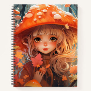 Fall Mushroom Girl Cotattcore SpiralNotebook Notizbuch