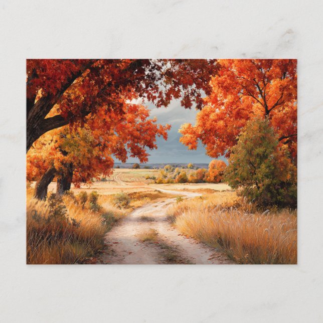 Fall Nature Scene AutumnFall Leaves Landscape Postkarte (Vorderseite)