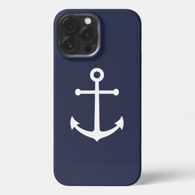 Fall Nautical Navy Blue Anchor iPhone Hülle (Rückseite)