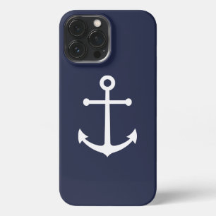 Fall Nautical Navy Blue Anchor iPhone iPhone 13 Pro Max Hülle