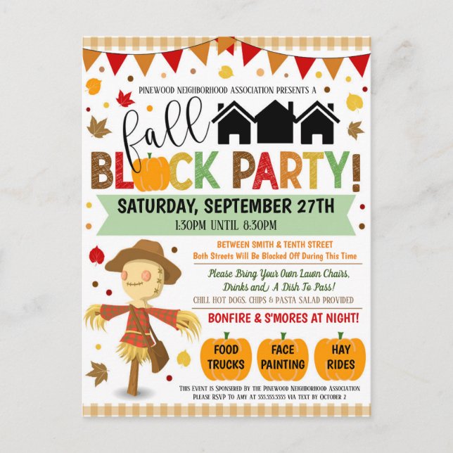 Fall Neighbhood Block Party laden Postkarte (Vorderseite)