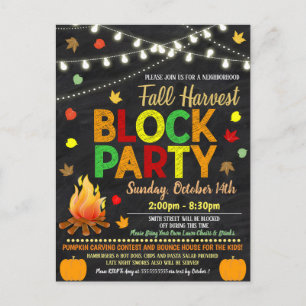 Fall Neighbhood Block Party laden Postkarte