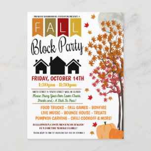 Fall Neighbhood Block Party laden Postkarte