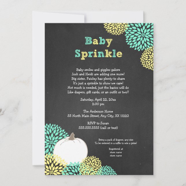Fall Neutral Baby Sprinkle Invites, weißer Kürbis Einladung (Vorderseite)