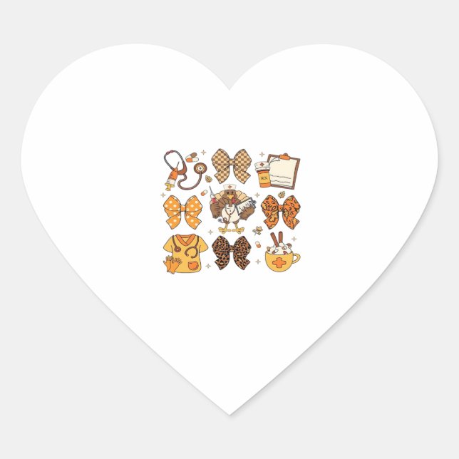 Fall Nurse Erntedank Classic T - Shirt.png Herz-Aufkleber (Vorderseite)