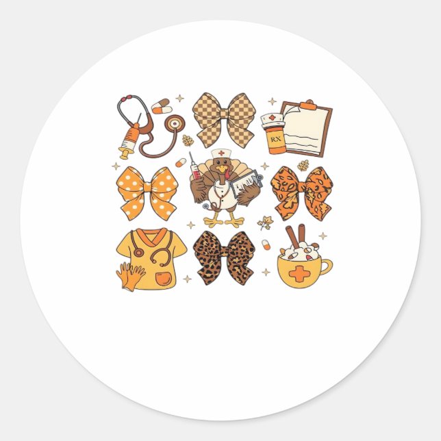 Fall Nurse Erntedank Classic T - Shirt.png Runder Aufkleber (Vorderseite)