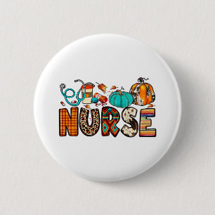 Fall Nurse Leopard Cowhide Pumpkin Fall 744 Button