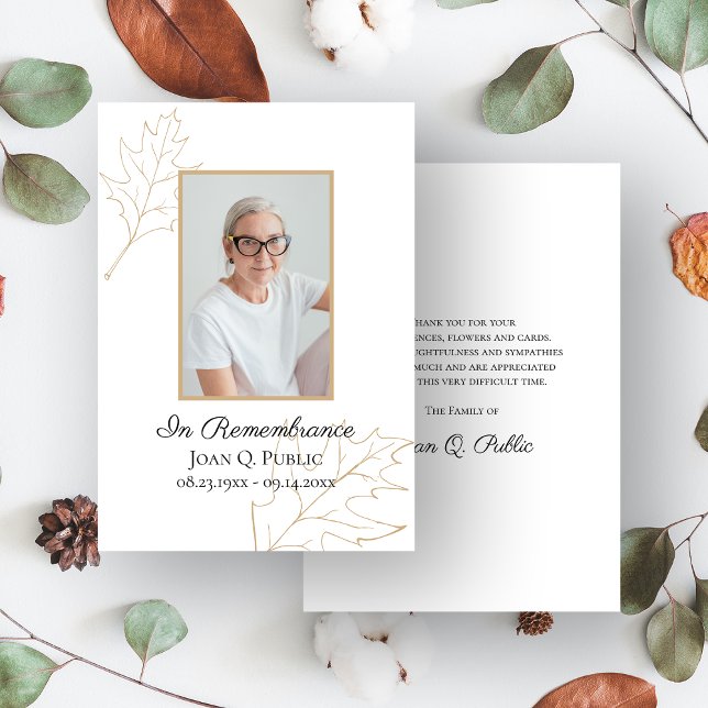 Fall Oak Blätter Beerdigung Weck Memorial Beileid Dankeskarte (Von Creator hochgeladen)