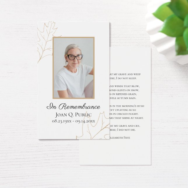 Fall Oak Blätter Beerdigungsdienst Gedenkgebet (Schreibtisch)