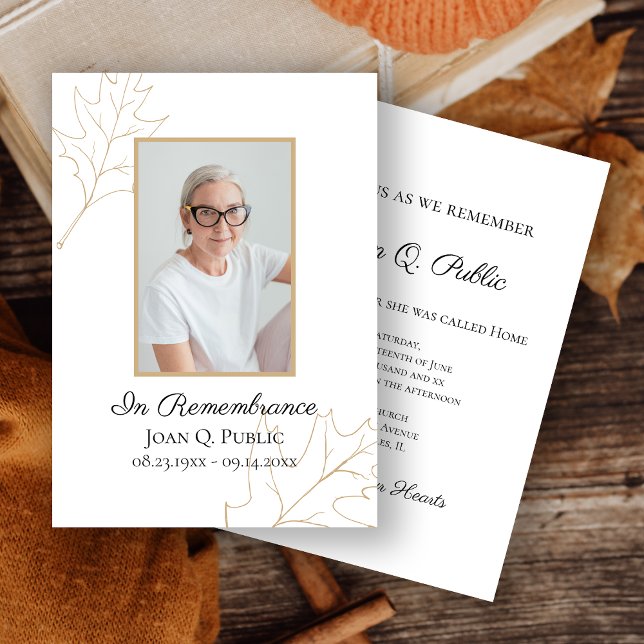 Fall Oak Blätter Gedenkfeier zum Tode Einladung (Von Creator hochgeladen)