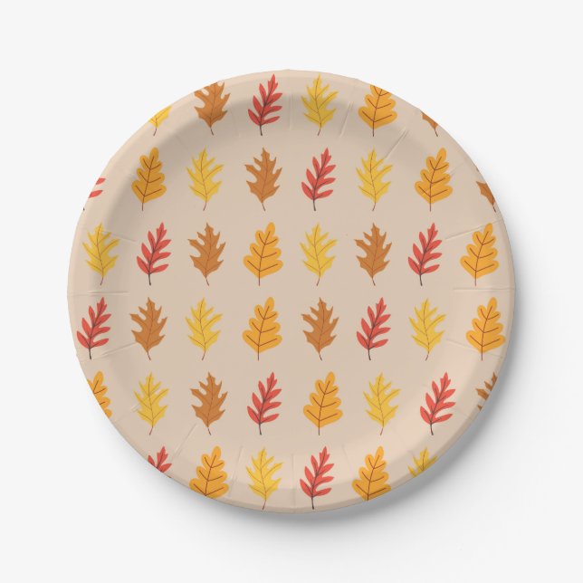 Fall Oak-Blätter Pappteller (Vorderseite)