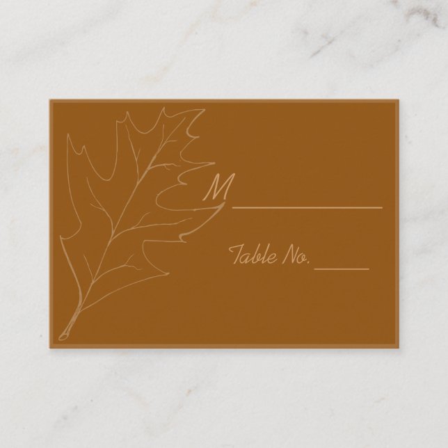 Fall Oak Leaf Hochzeit Platzkarten (Vorderseite)