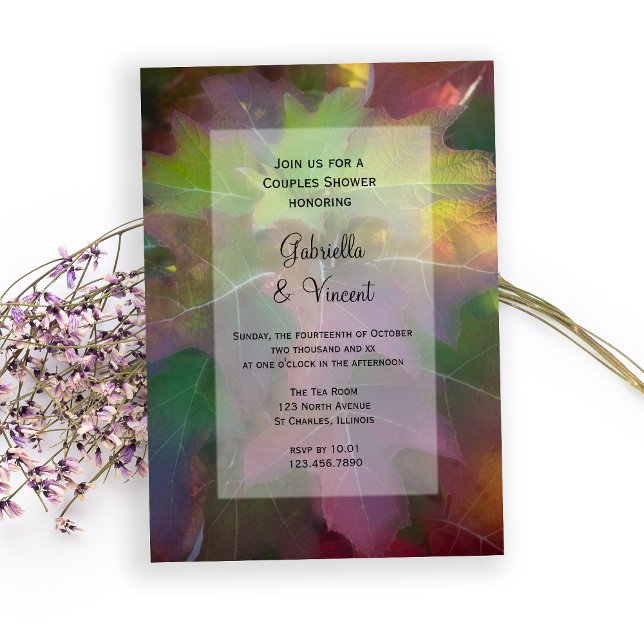 Fall Oak Leaf Hydrangea Paare Polterabend Einladung (Fall in Love with this woodsy Autumn Couple Shower Invitation)