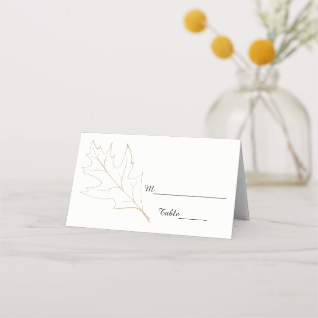 Fall Oak Leaf Wedding Platzkarte (Vorderseite)