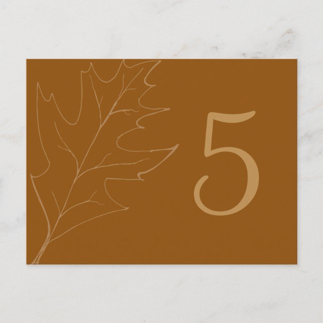 Fall Oak Leaf Wedding Tischnummer (Vorderseite)