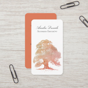 Fall Oak Tree Illustration Business Card Visitenkarte