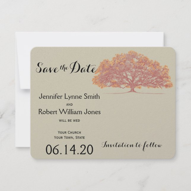 Fall Oak Tree Wedding Save the Date (Vorderseite)