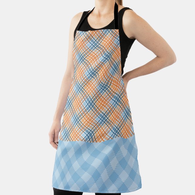 FALL ORANGE BLUE WHITE AUTUMN PLAID PATTERNS SCHÜRZE (InSitu)