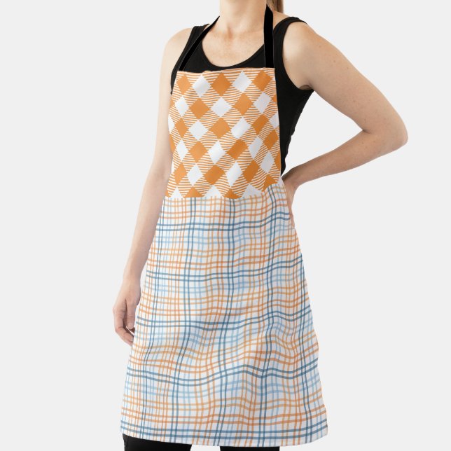 FALL ORANGE BLUE WHITE AUTUMN PLAID PATTERNS SCHÜRZE (InSitu)