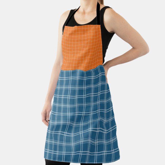 FALL ORANGE BLUE WHITE AUTUMN PLAID PATTERNS SCHÜRZE (InSitu)