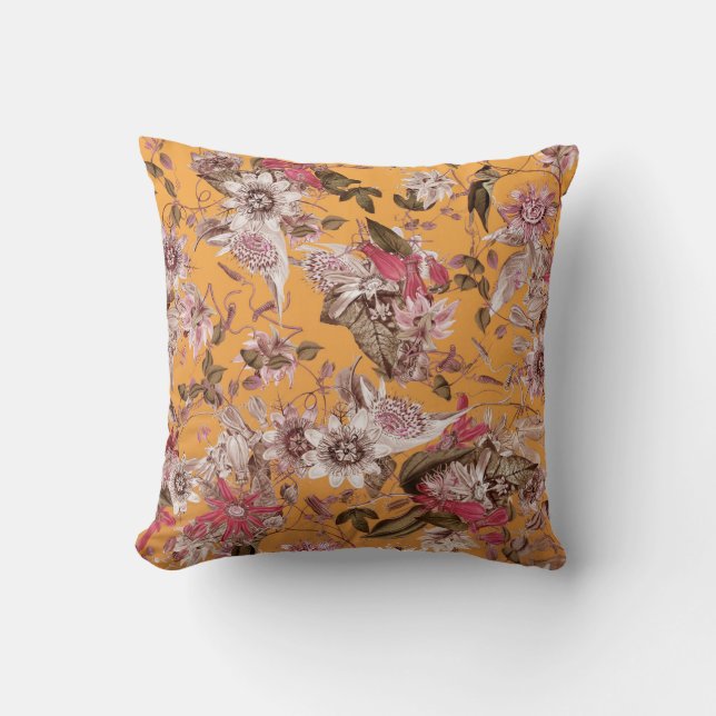 Fall Orange Blumengarten Muster Kissen (Vorderseite)