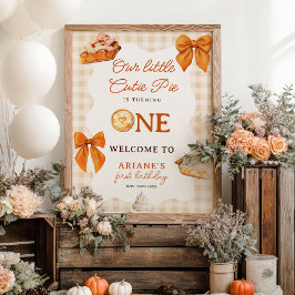 Fall Orange Bow Cutie Pie 1st birthday Welcome Poster