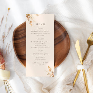Fall Orange & Brown Wildblumen Hochzeitmenü Menükarte