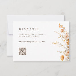 Fall Orange & Brown Wildblumen QR Codem Wedding RSVP Karte