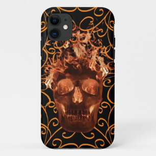 Fall Orange Flame Skull iPhone 5G iPhone 11 Hülle