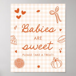Fall Orange Gingham Cutie Pie Babys sind Süß Poster