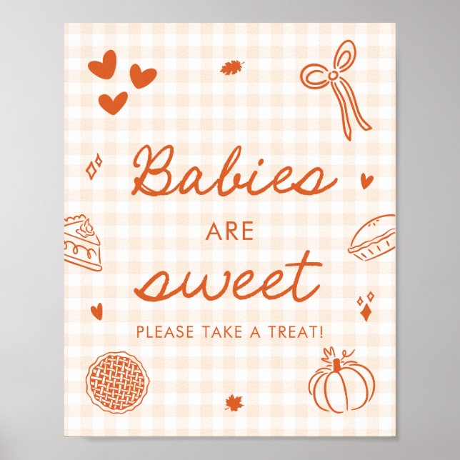 Fall Orange Gingham Cutie Pie Babys sind Süß Poster (Vorne)