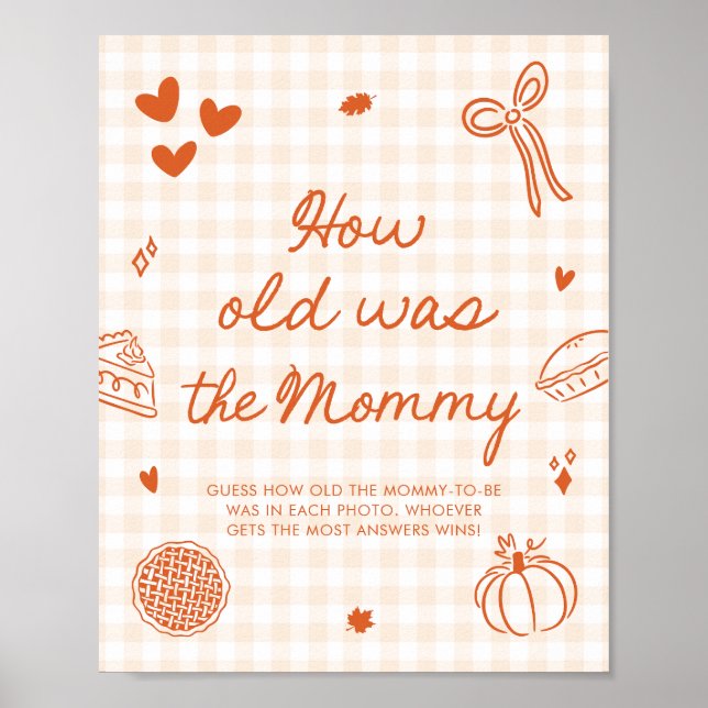 Fall Orange Gingham Cutie Pie Wie alt war die Mutt Poster (Vorne)