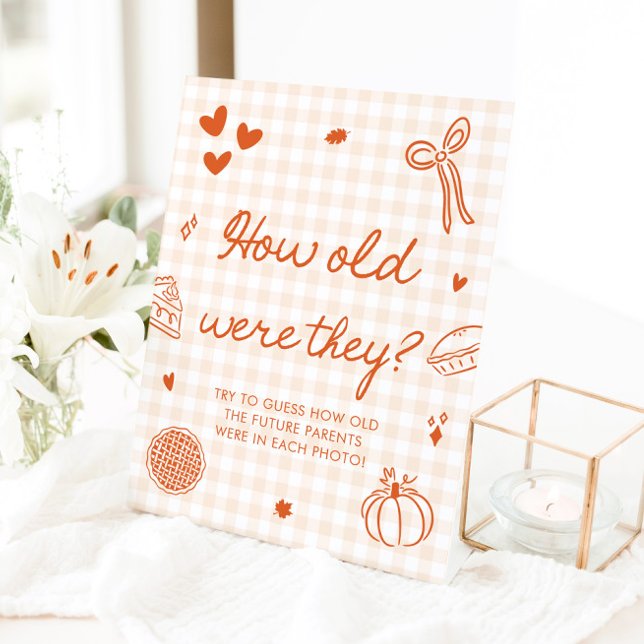 Fall Orange Gingham Cutie Pie Wie alt waren sie Sockelschild (Fall Orange Gingham Cutie Pie How old were they Sign)