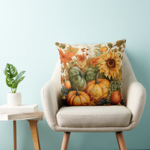 FALL ORANGE & GREEN PUMPKINS UND SONNENBLUMENBLUME KISSEN